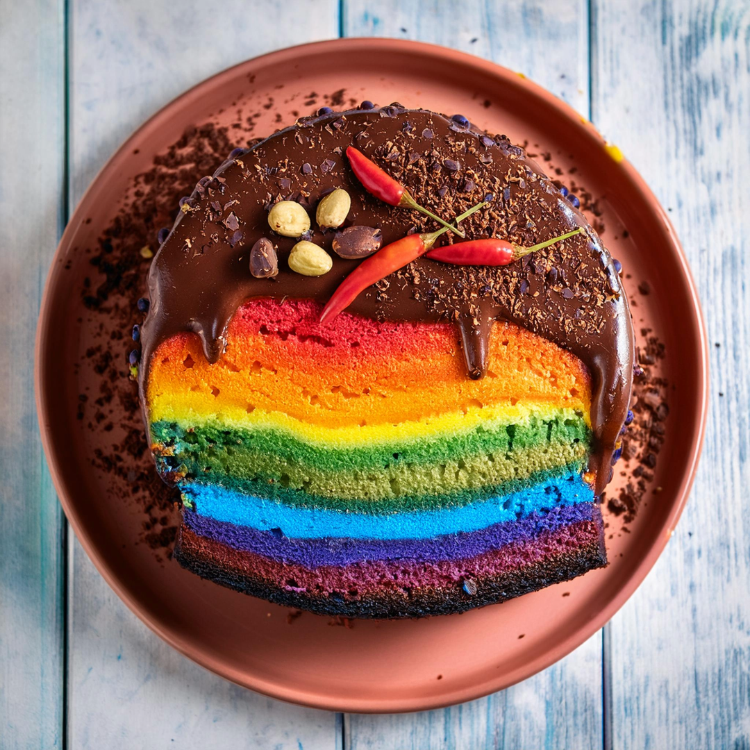 Regenbogen-Chili-Schokoladen-Torte: Die Schamanen-Torte der Elemente!